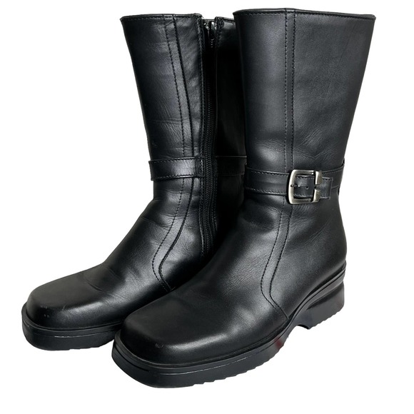 NWOT LL Bean Short Black Leather Boots Womens Size 5.5 Med - Picture 3 of 9